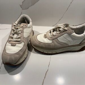 Madewell Leather & Suede Lace-Up Sneakers Neutral White/Taupe